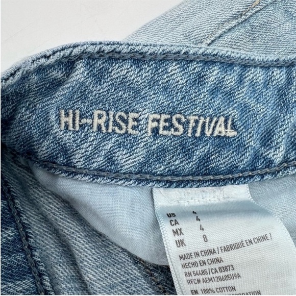 American Eagle Light Wash Distressed Hi Rise Festival Shorts size 4 - Picture 7 of 10